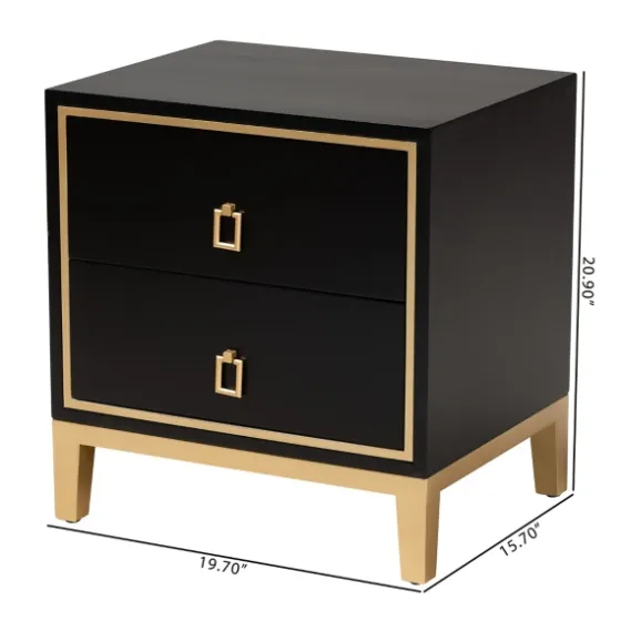 Wood & Gold Accent 2-Drawer Nightstand-Kirkland's Home Clearance