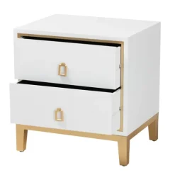 Wood & Gold Accent 2-Drawer Nightstand-Kirkland's Home Shop