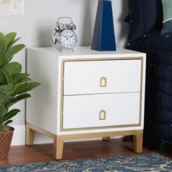 Wood & Gold Accent 2-Drawer Nightstand-Kirkland's Home Shop