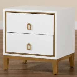 Wood & Gold Accent 2-Drawer Nightstand-Kirkland's Home Shop