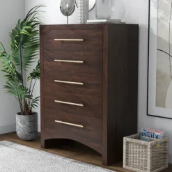 Wood & Gold Hardware 5-Drawer Chest-Kirkland's Home Cheap
