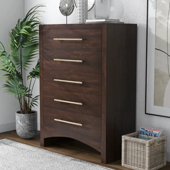 Wood & Gold Hardware 5-Drawer Chest-Kirkland's Home Cheap