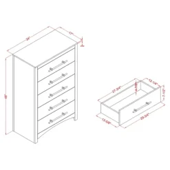 Wood & Gold Hardware 5-Drawer Chest-Kirkland's Home Cheap