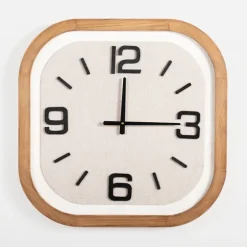Wood & Linen Rounded Edge Wall Clock-Kirkland's Home Online