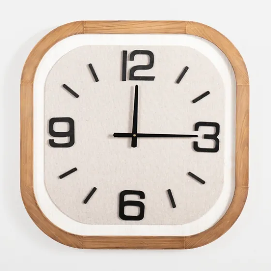Wood & Linen Rounded Edge Wall Clock-Kirkland's Home Online