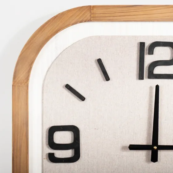 Wood & Linen Rounded Edge Wall Clock-Kirkland's Home Online