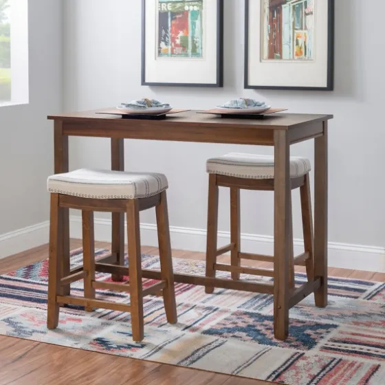 Wood & Upholstered Stools 3-Pc. Dining Set-Kirkland's Home Cheap