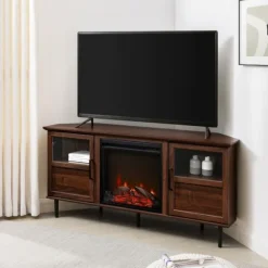 Wood Alcove Doors Led Fireplace Media Cabinet-Kirkland's Home Outlet