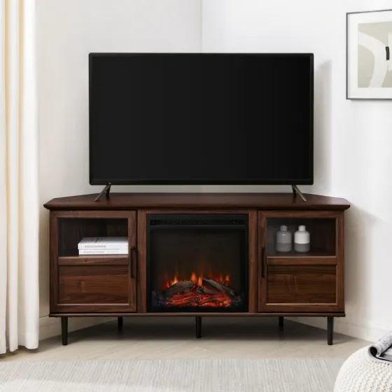 Wood Alcove Doors Led Fireplace Media Cabinet-Kirkland's Home Outlet