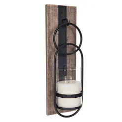 Wood And Black Metal Geometric Sconce-Kirkland's Home Store