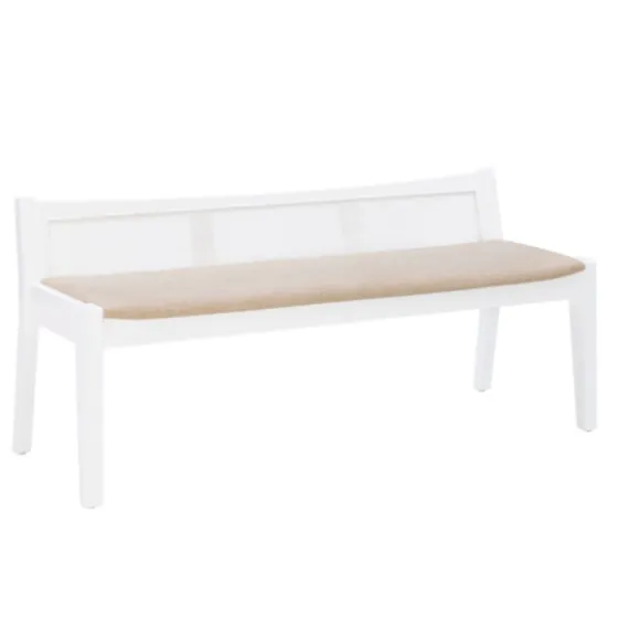 Wood And Cane Upholstered Bench-Kirkland's Home Flash Sale