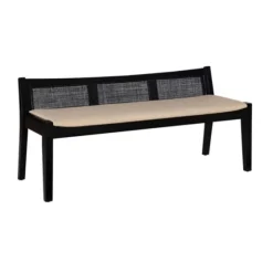 Wood And Cane Upholstered Bench-Kirkland's Home Discount