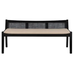 Wood And Cane Upholstered Bench-Kirkland's Home Discount