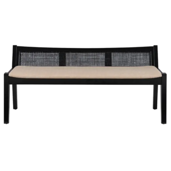 Wood And Cane Upholstered Bench-Kirkland's Home Discount