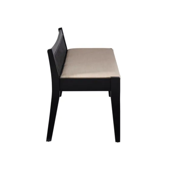Wood And Cane Upholstered Bench-Kirkland's Home Discount