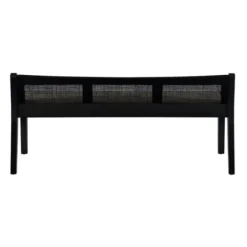 Wood And Cane Upholstered Bench-Kirkland's Home Discount