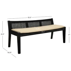 Wood And Cane Upholstered Bench-Kirkland's Home Discount