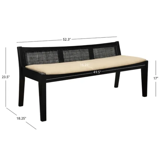 Wood And Cane Upholstered Bench-Kirkland's Home Discount