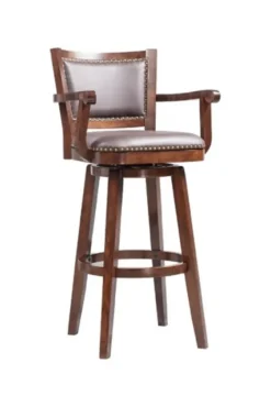 Wood And Faux Leather Swivel Bar Stool-Kirkland's Home Store
