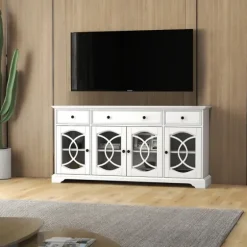 Wood And Glass 4-Door Media Cabinet-Kirkland's Home Clearance
