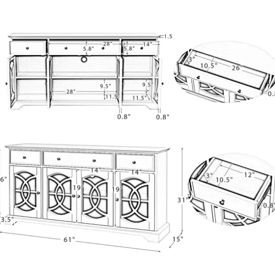 Wood And Glass 4-Door Media Cabinet-Kirkland's Home Flash Sale