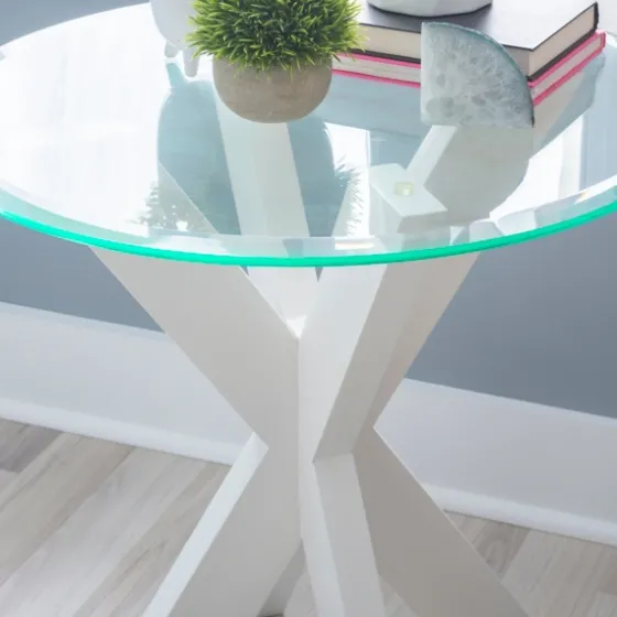 Wood And Glass Top X-Base Accent Table-Kirkland's Home Store