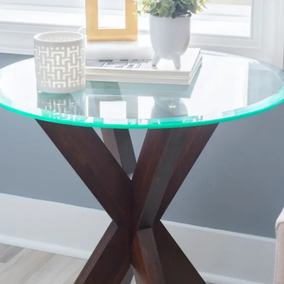 Wood And Glass Top X-Base Accent Table-Kirkland's Home Discount