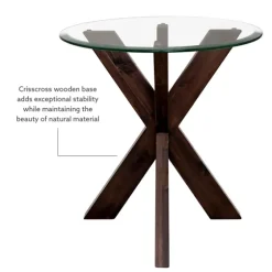 Wood And Glass Top X-Base Accent Table-Kirkland's Home Discount