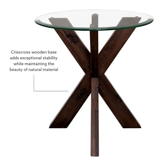 Wood And Glass Top X-Base Accent Table-Kirkland's Home Discount