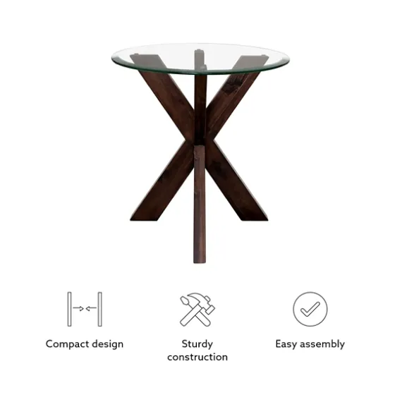 Wood And Glass Top X-Base Accent Table-Kirkland's Home Discount