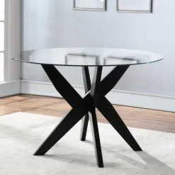 Wood And Glass X-Base Dining Table-Kirkland's Home Discount