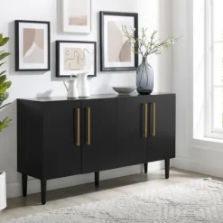 Wood And Gold 4-Door Cabinet-Kirkland's Home New
