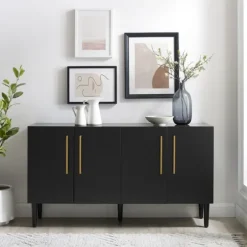 Wood And Gold 4-Door Cabinet-Kirkland's Home New
