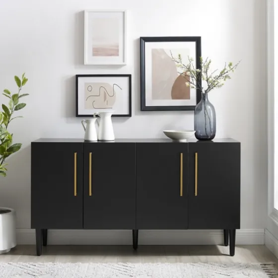 Wood And Gold 4-Door Cabinet-Kirkland's Home New