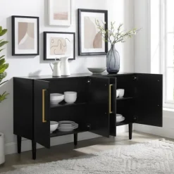 Wood And Gold 4-Door Cabinet-Kirkland's Home New