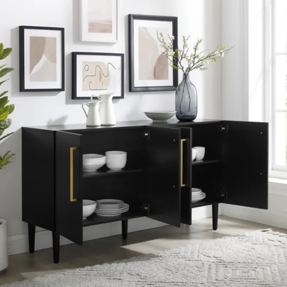 Wood And Gold 4-Door Cabinet-Kirkland's Home New