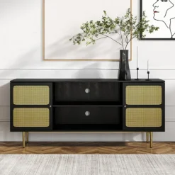 Wood And Gold Paneled 2-Door Tv Stand-Kirkland's Home Sale