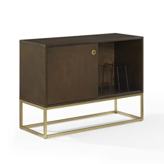 Wood And Gold Record Storage Media Cabinet-Kirkland's Home Store