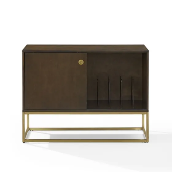 Wood And Gold Record Storage Media Cabinet-Kirkland's Home Store