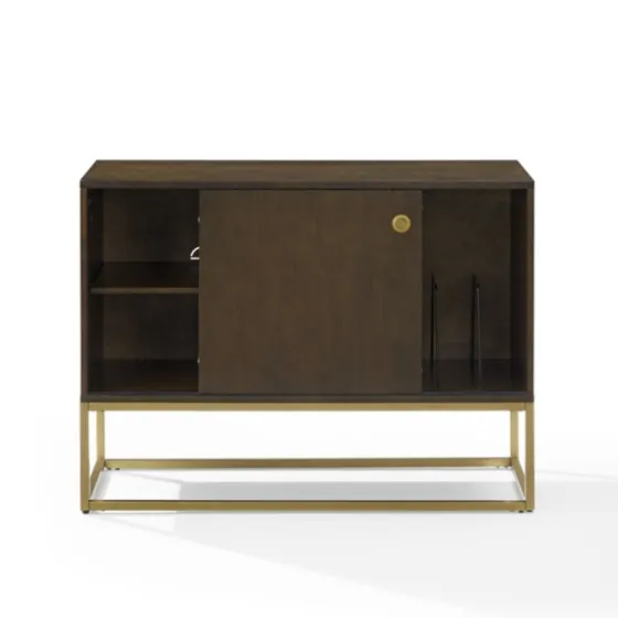 Wood And Gold Record Storage Media Cabinet-Kirkland's Home Store