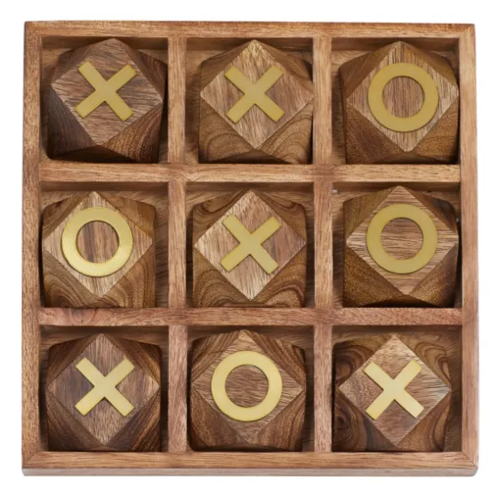 Wood And Gold Tic Tac Toe Game Set-Kirkland's Home Sale