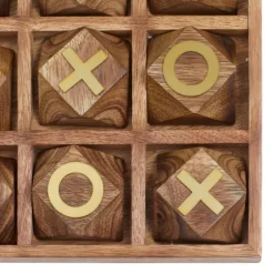 Wood And Gold Tic Tac Toe Game Set-Kirkland's Home Sale