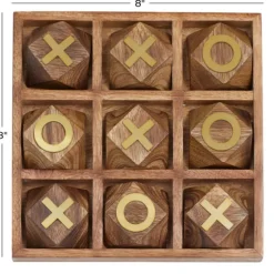 Wood And Gold Tic Tac Toe Game Set-Kirkland's Home Sale