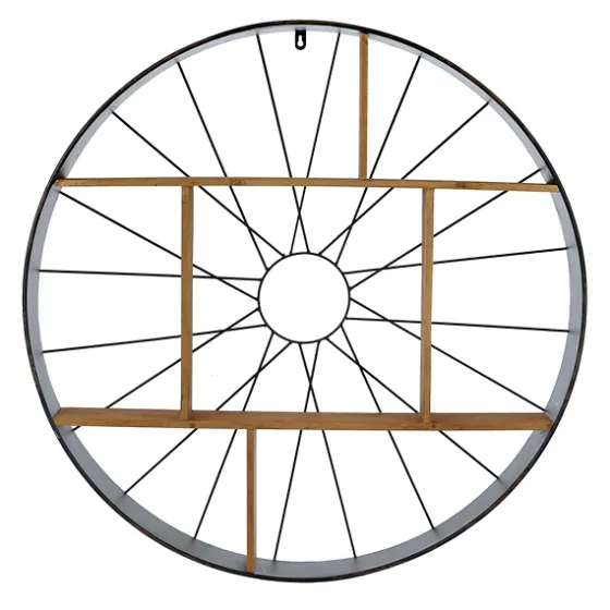 Wood And Iron Bicycle Wheel Shelf-Kirkland's Home Outlet
