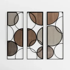 Wood And Metal Circle Panel Wall Plaques, Set Of 3-Kirkland's Home Fashion