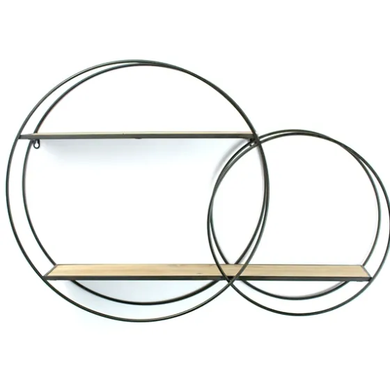 Wood And Metal Double Circle Wall Shelf-Kirkland's Home Sale