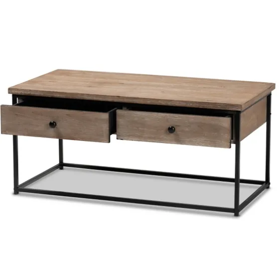 Wood And Metal 2-Drawer Coffee Table-Kirkland's Home Cheap