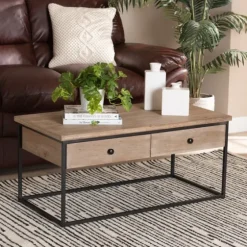 Wood And Metal 2-Drawer Coffee Table-Kirkland's Home Cheap