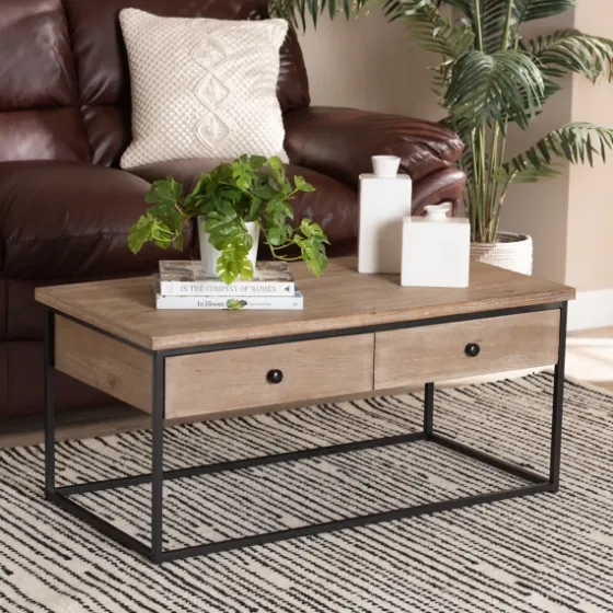 Wood And Metal 2-Drawer Coffee Table-Kirkland's Home Cheap