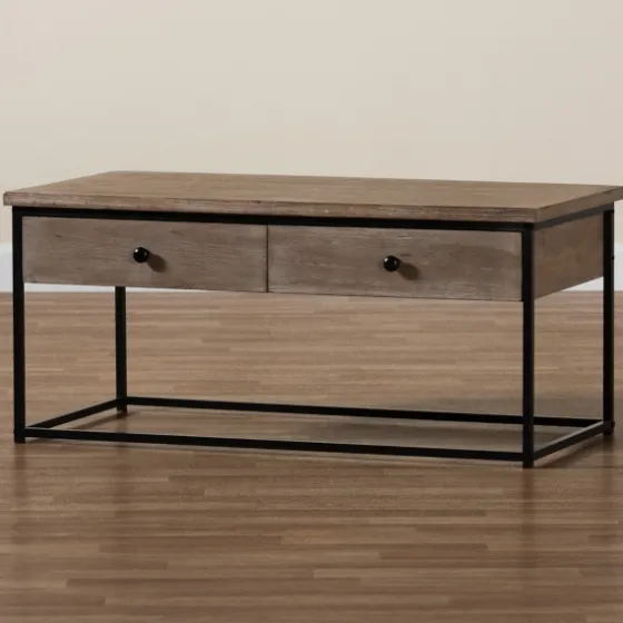 Wood And Metal 2-Drawer Coffee Table-Kirkland's Home Cheap
